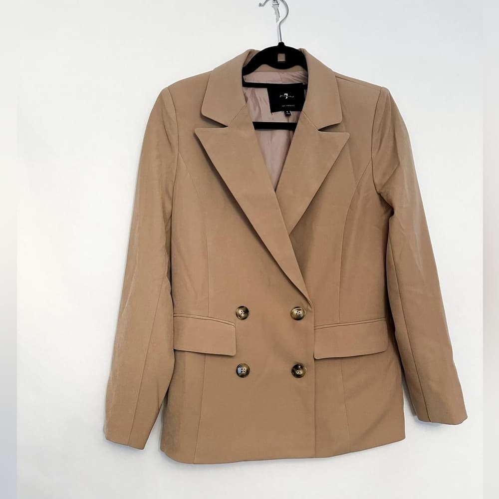 7 for All Mankind Double-Breasted Camel Blazer – Women’s Size Small - Thumbnail 2