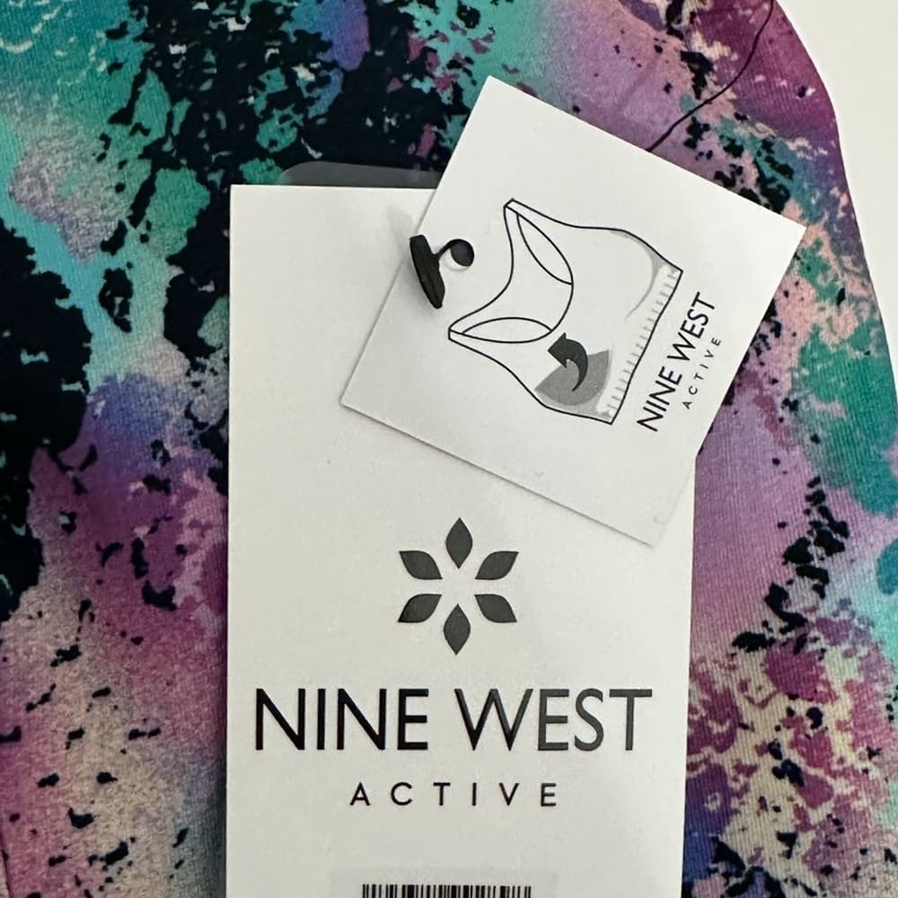 NWT Nine West Active Printed Racerback Sports Bra Crop Top Women Medium - Thumbnail 3