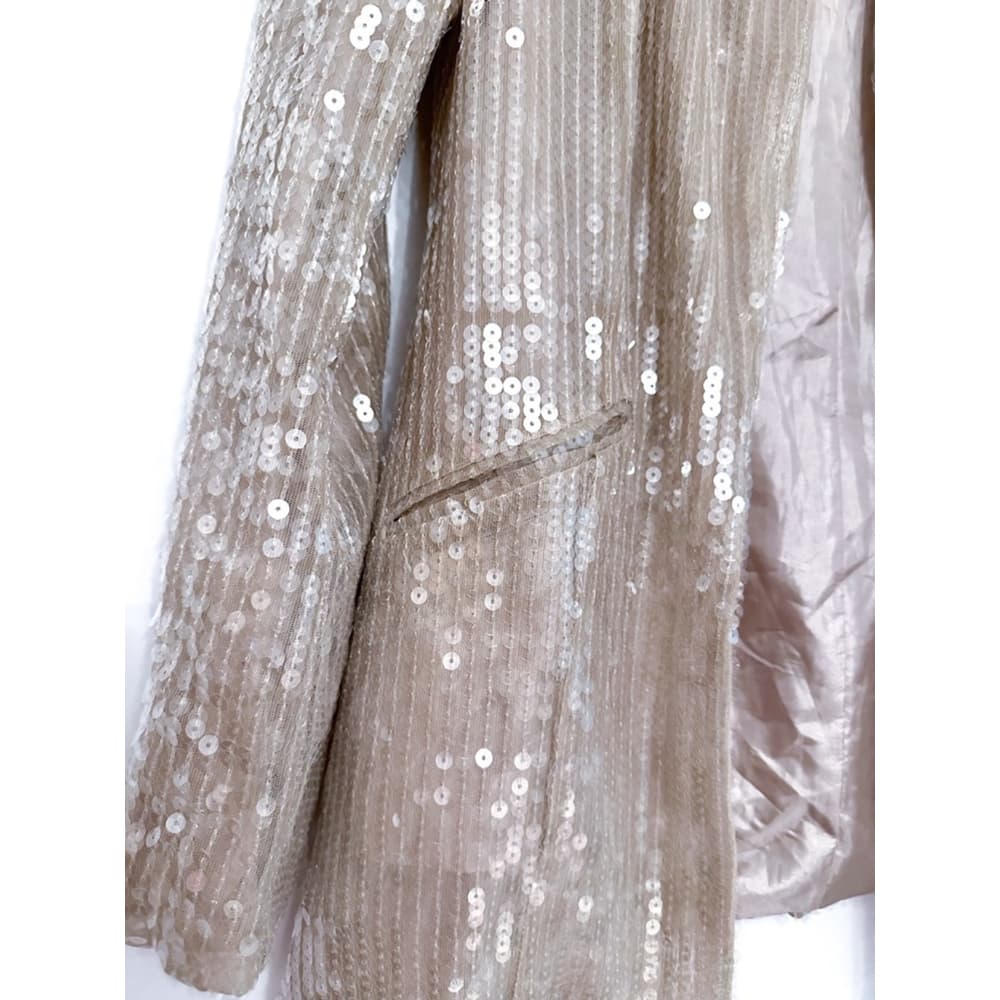 Nasty Gal Champagne Sequin Blazer Party Open Front Size US 2 | Jacket Only - Thumbnail 5