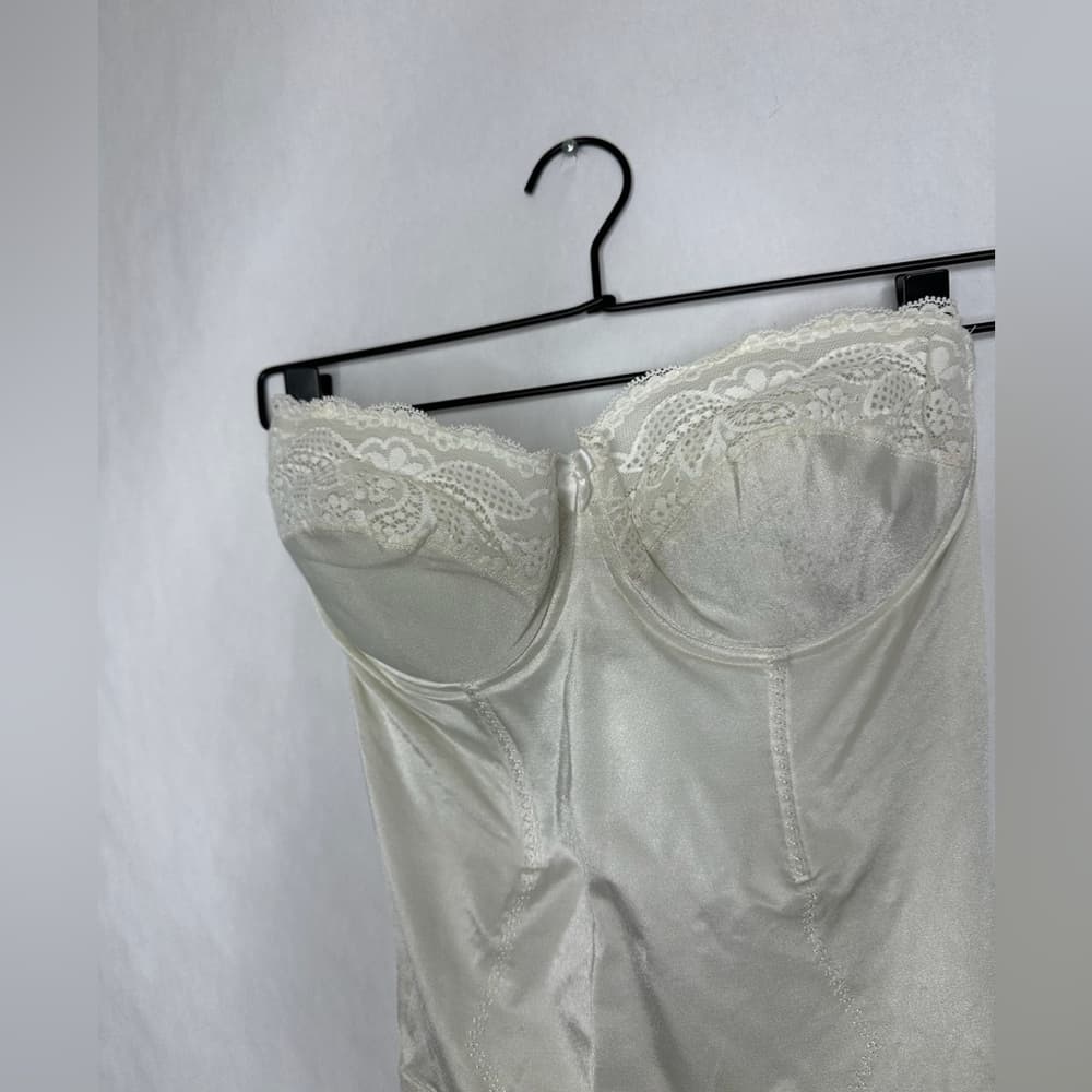 Flexees by Maidenform Strapless Lace Bodysuit 38D Vintage Bridal Pinup Boudoir - Thumbnail 11