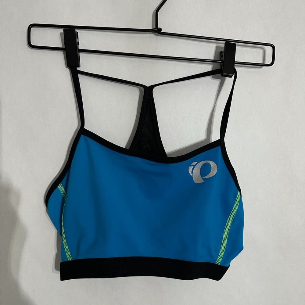 Pearl Izumi Blue Black Cycling Racerback Sports Bra Top Reflective Logo Large - Thumbnail 2