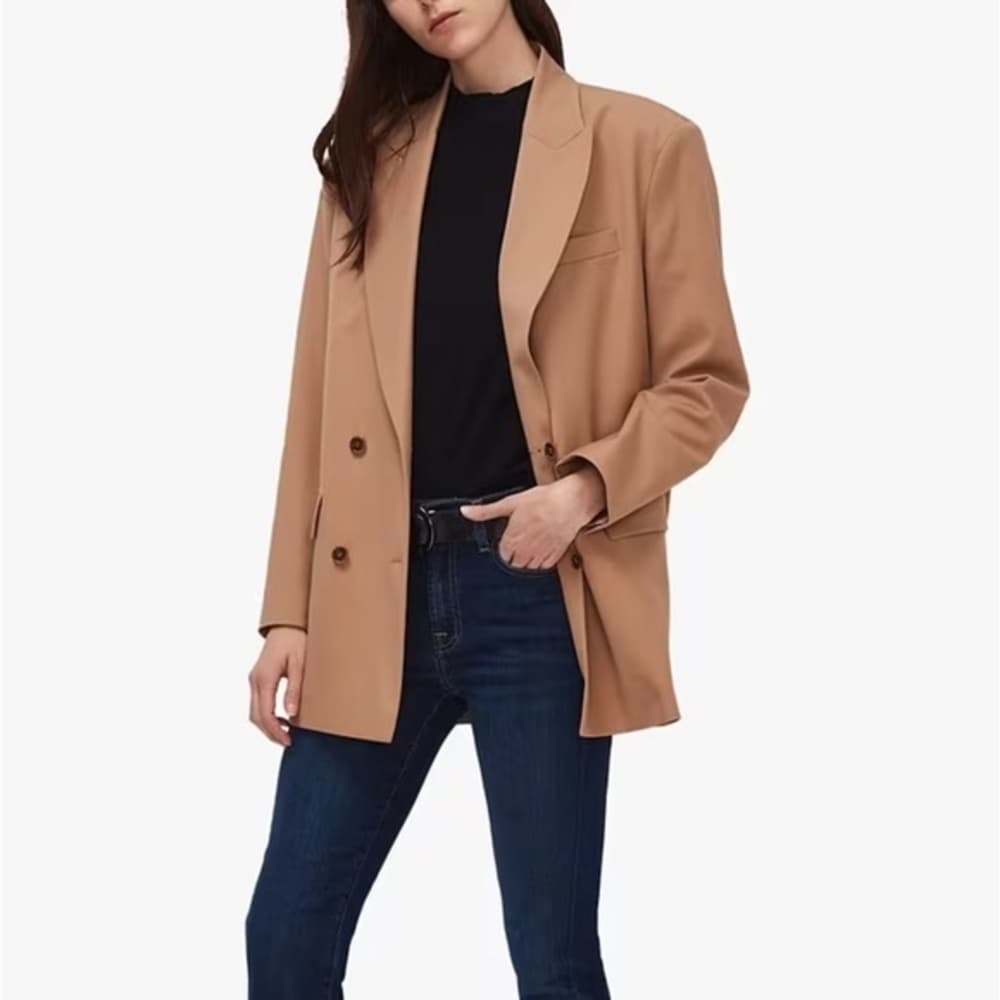 7 for All Mankind Double-Breasted Camel Blazer – Women’s Size Small - Thumbnail 15