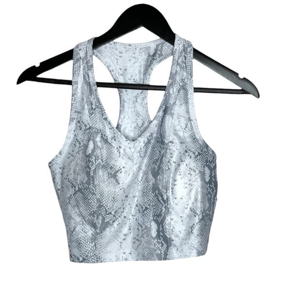 NWT Nine West Active Snake Print Sports Bra Gray White Cropped Workout Tank - Thumbnail 9