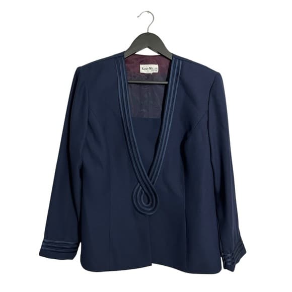 Karen Millen Navy Structured Jacket Blazer Possibly Medium 12 SEE MEASUREMENT - Thumbnail 10