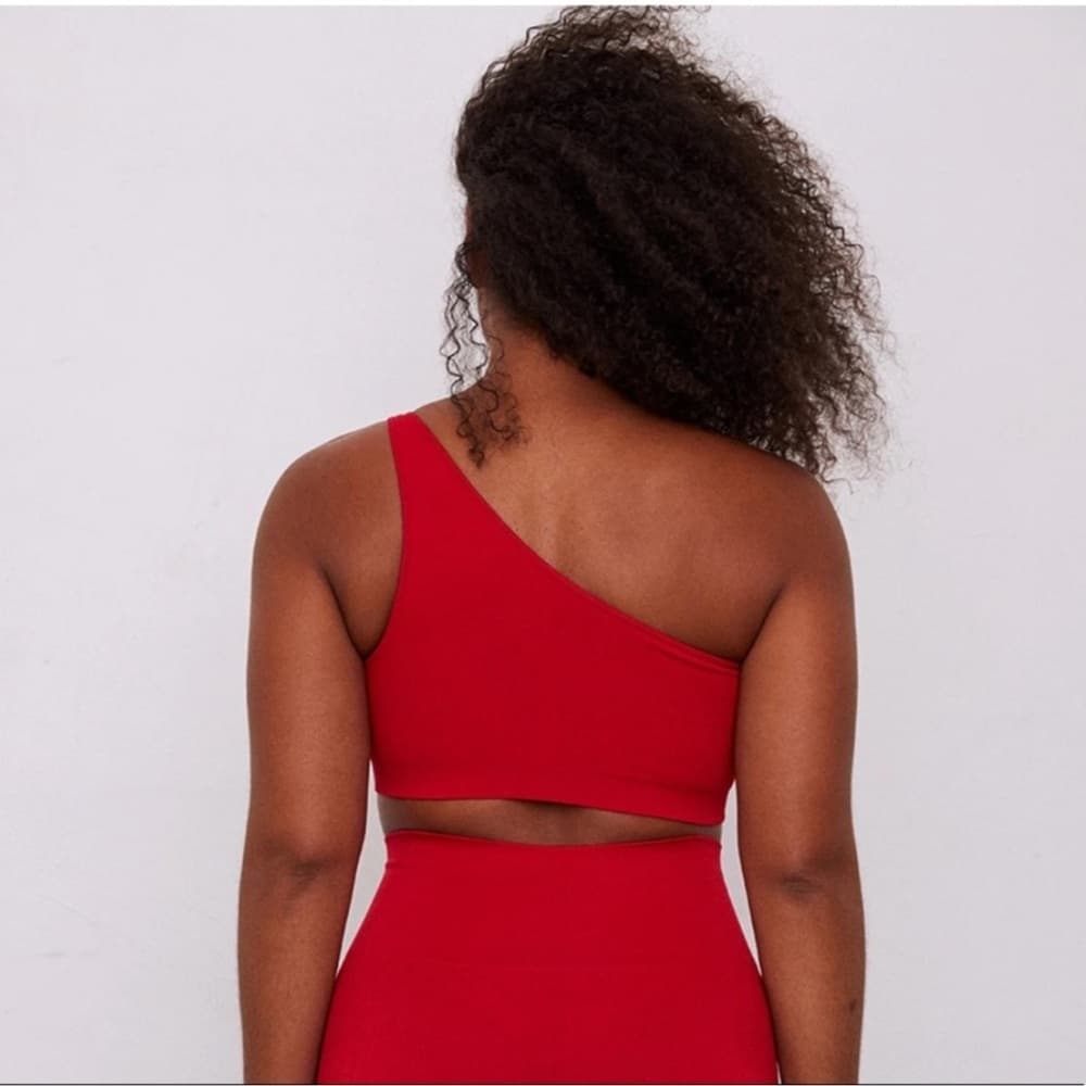 SET ACTIVE Ribbed One Shoulder Sculptflex Bra in Barn Red Size Large SEE NOTES - Thumbnail 6