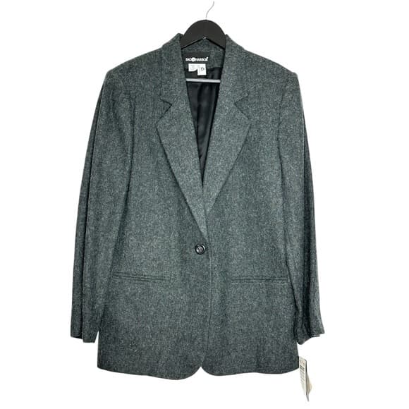 NWT Sag Harbor Charcoal Gray Wool Blend Blazer Jacket Size 14 Preppy Business - Thumbnail 11