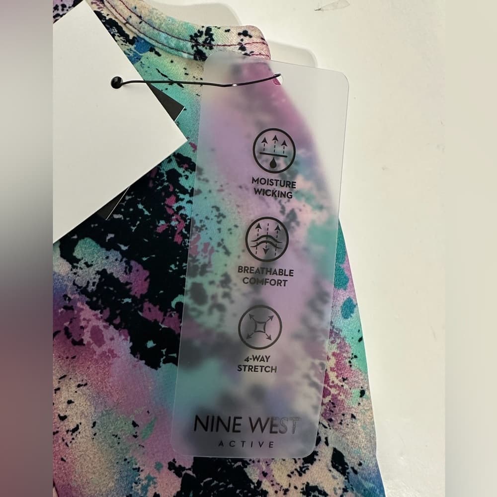 NWT Nine West Active Printed Racerback Sports Bra Crop Top Women Medium - Thumbnail 4