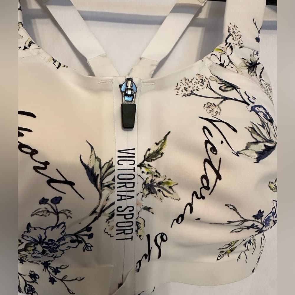 Victoria’s Secret Sport Incredible Knockout Zip Bra 34DDD White Floral Print - Thumbnail 5