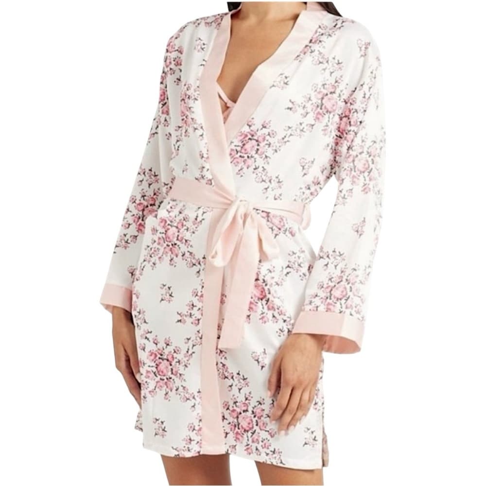 Morgan Lane x FabFitFun Blush Pink Satin Floral Robe Kimono Style Size S/M - Thumbnail 12
