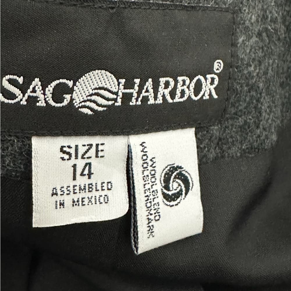 NWT Sag Harbor Charcoal Gray Wool Blend Blazer Jacket Size 14 Preppy Business - Thumbnail 4
