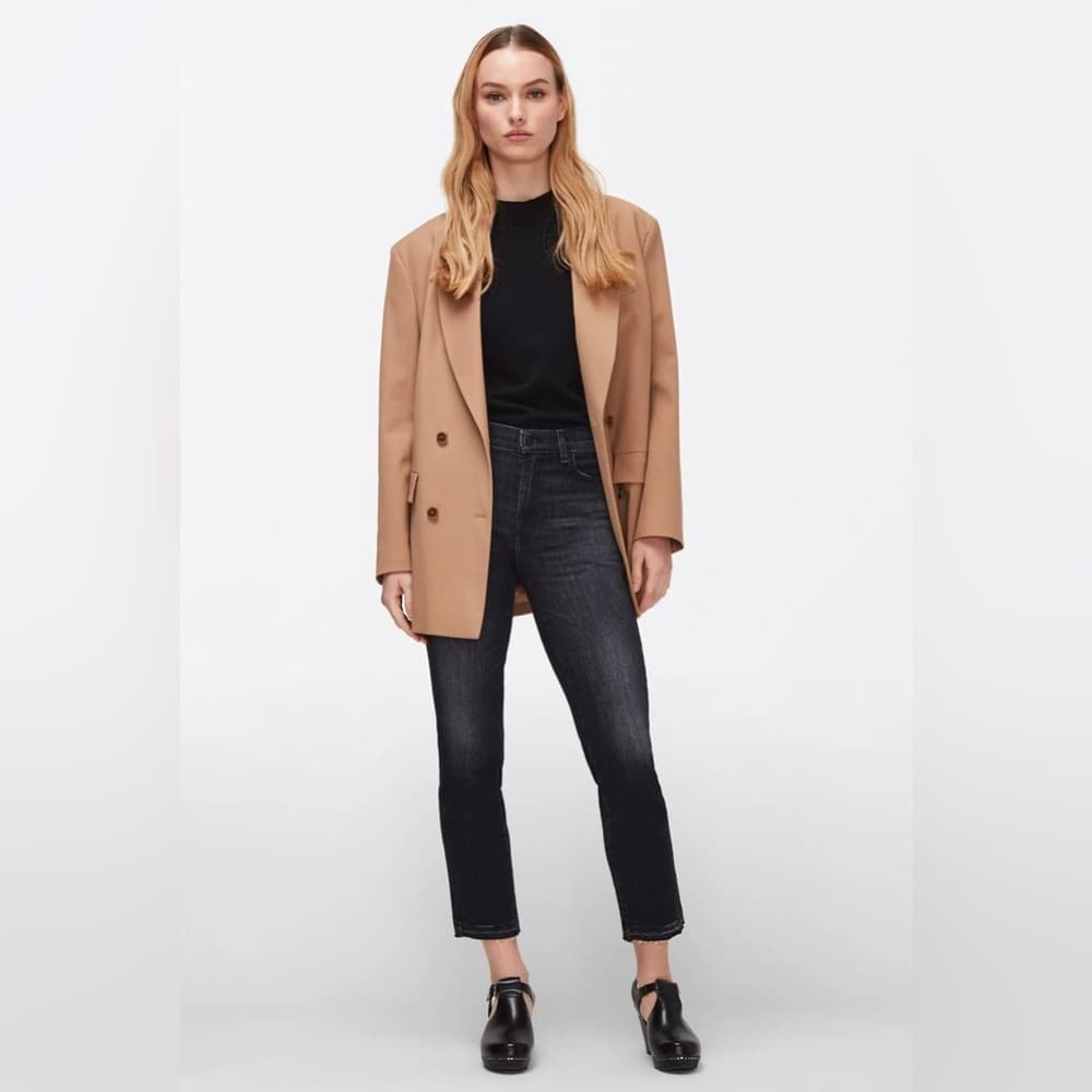 7 for All Mankind Double-Breasted Camel Blazer – Women’s Size Small