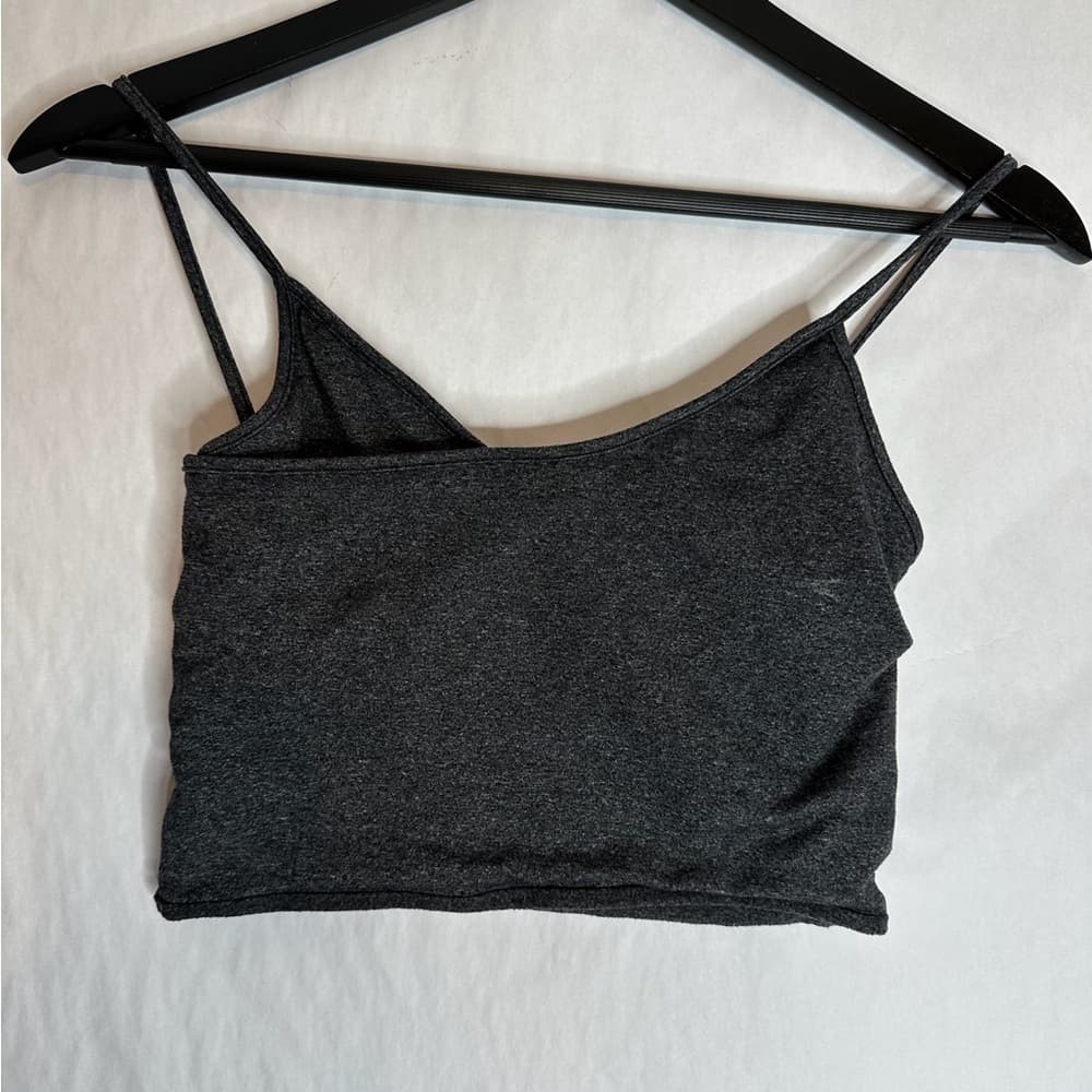Live The Process Heathered Gray Asymmetrical Strap Sports Bra Crop Top Size XS - Thumbnail 5