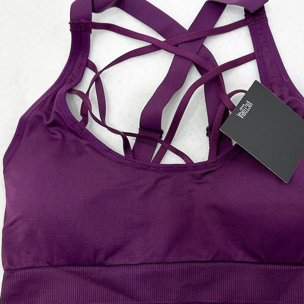 NWT Victorias Secret Sport Crisscross Cage Front Sports Bra Purple Medium - Thumbnail 5