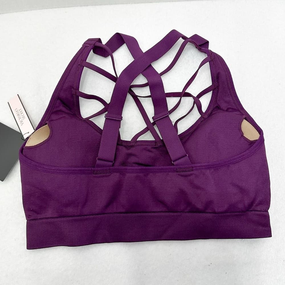 NWT Victorias Secret Sport Crisscross Cage Front Sports Bra Purple Medium - Thumbnail 6