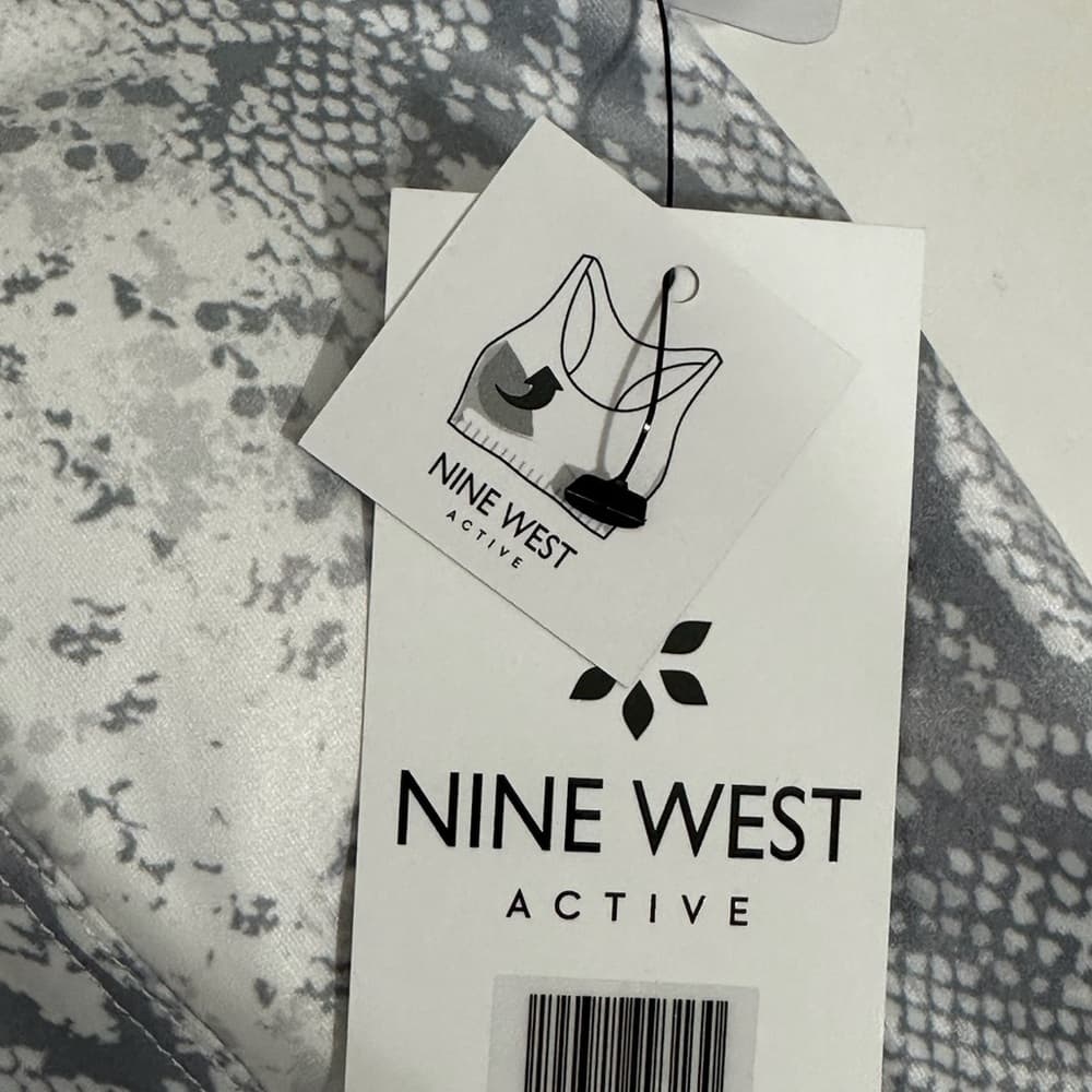 NWT Nine West Active Snake Print Sports Bra Gray White Cropped Workout Tank - Thumbnail 5