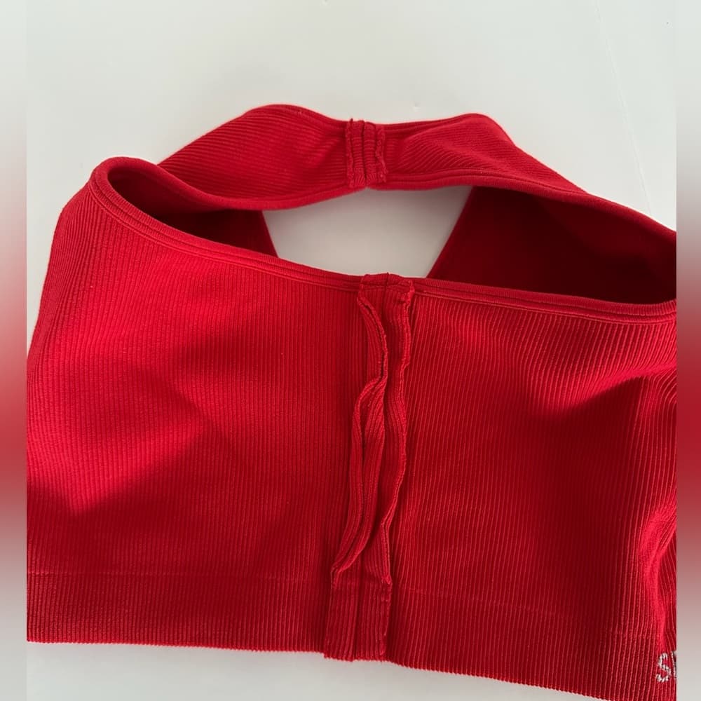 SET ACTIVE Ribbed One Shoulder Sculptflex Bra in Barn Red Size Large SEE NOTES - Thumbnail 10
