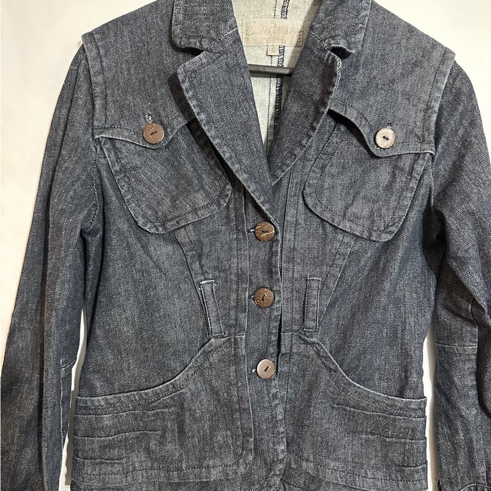 Earl Rutenberg Collection Denim Utility Button Jacket Vintage Small SEE NOTES - Thumbnail 2