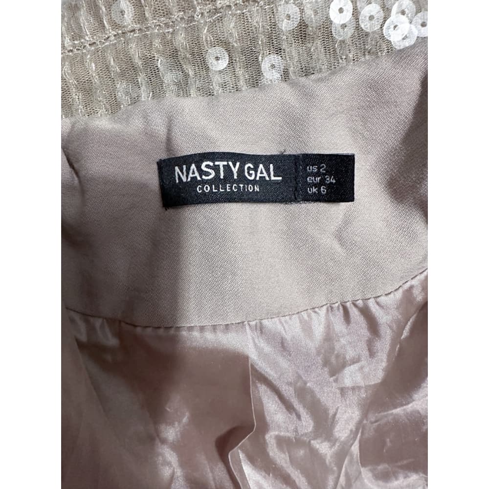 Nasty Gal Champagne Sequin Blazer Party Open Front Size US 2 | Jacket Only - Thumbnail 4