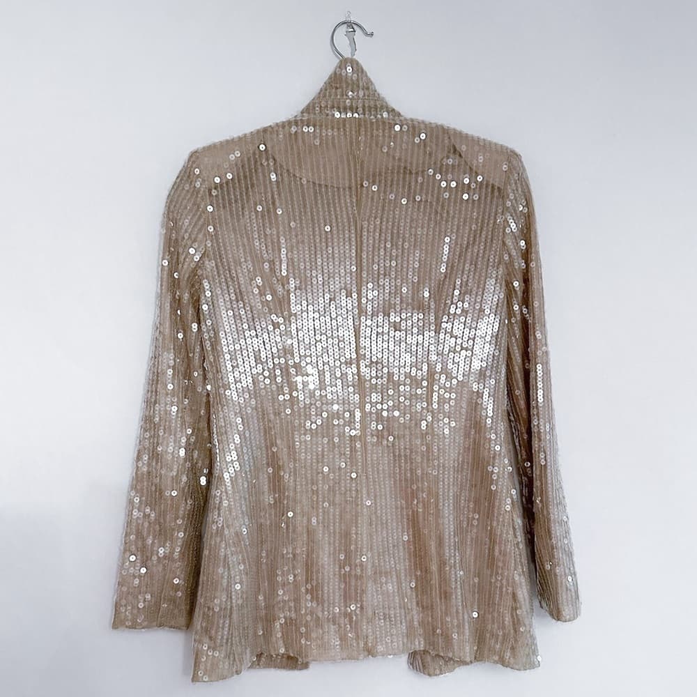 Nasty Gal Champagne Sequin Blazer Party Open Front Size US 2 | Jacket Only - Thumbnail 9