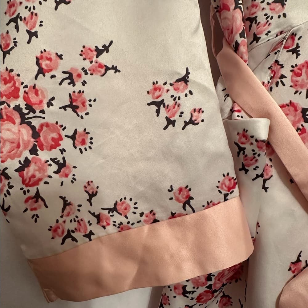 Morgan Lane x FabFitFun Blush Pink Satin Floral Robe Kimono Style Size S/M - Thumbnail 10