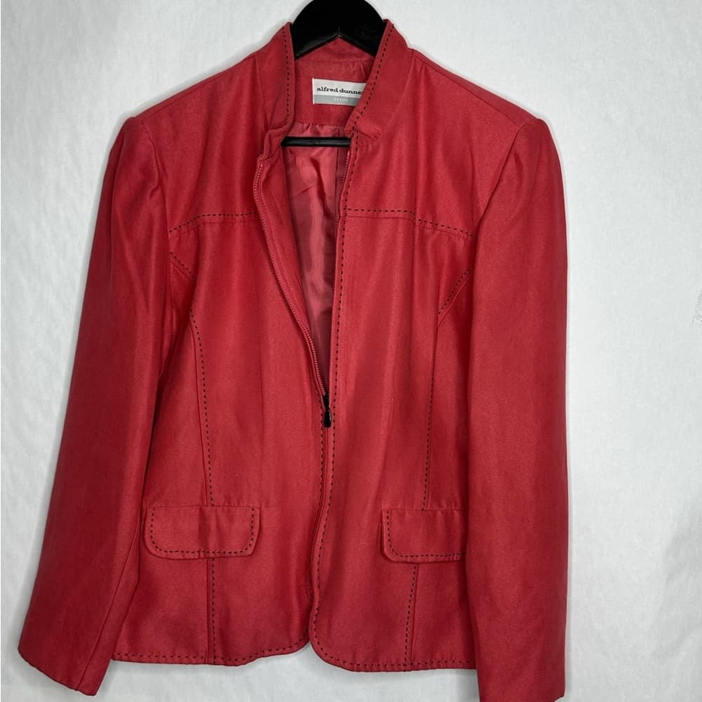Alfred Dunner Petite Blazer Jacket Size 16P Contrast Stitching Classic Office - Thumbnail 2