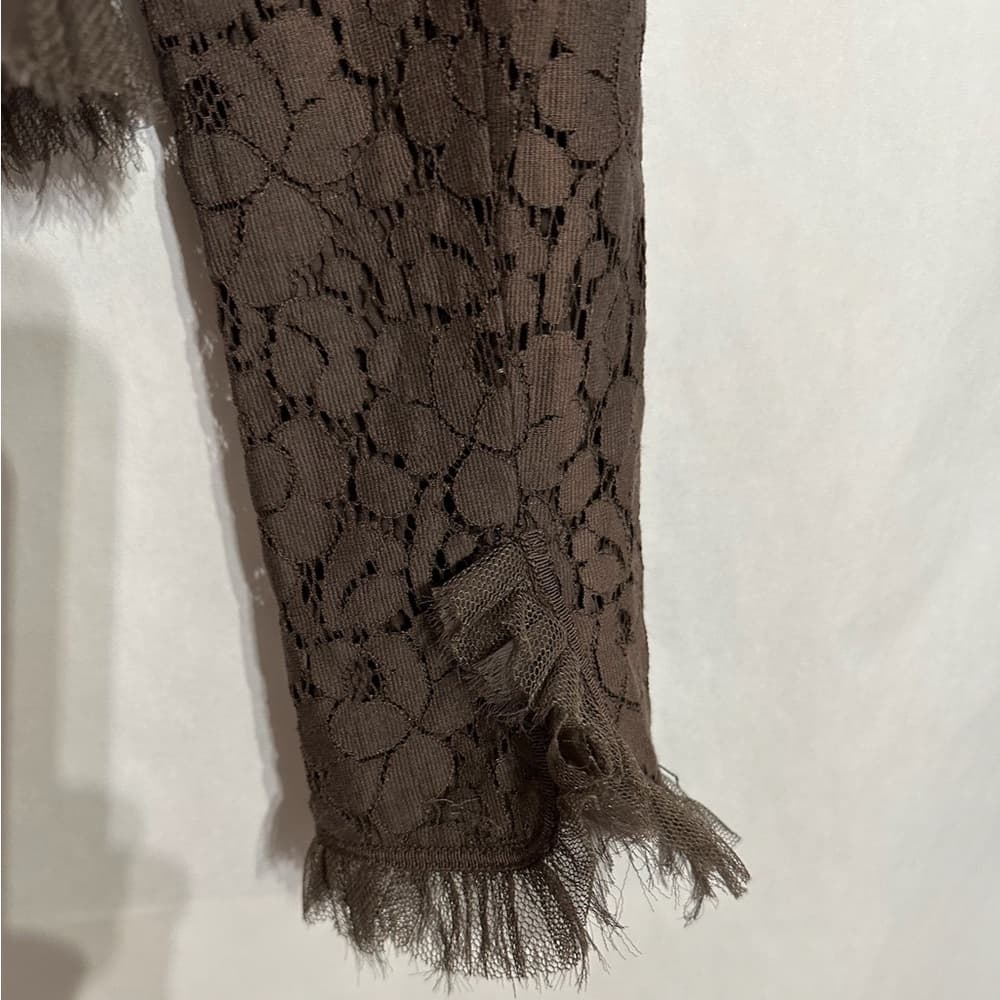 Tahari Lace Jacket Fringe Trim Ruffle Romantic Feminine Style Size 2 Business - Thumbnail 7