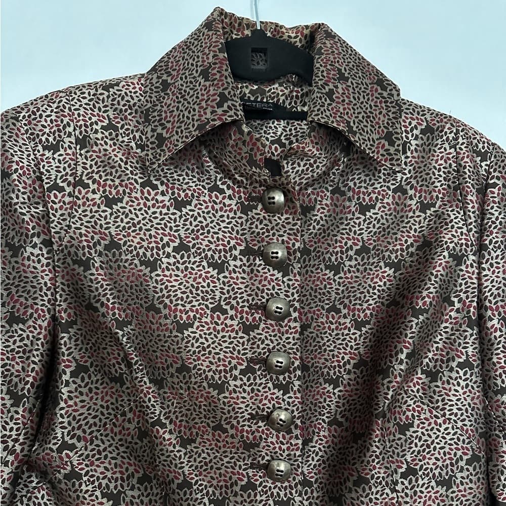 ETCETERA Metallic Printed Button Front Blazer Jacket Size 12 - Thumbnail 3