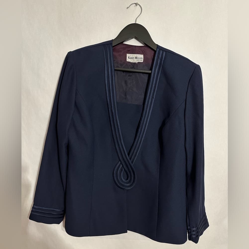 Karen Millen Navy Structured Jacket Blazer Possibly Medium 12 SEE MEASUREMENT - Thumbnail 2