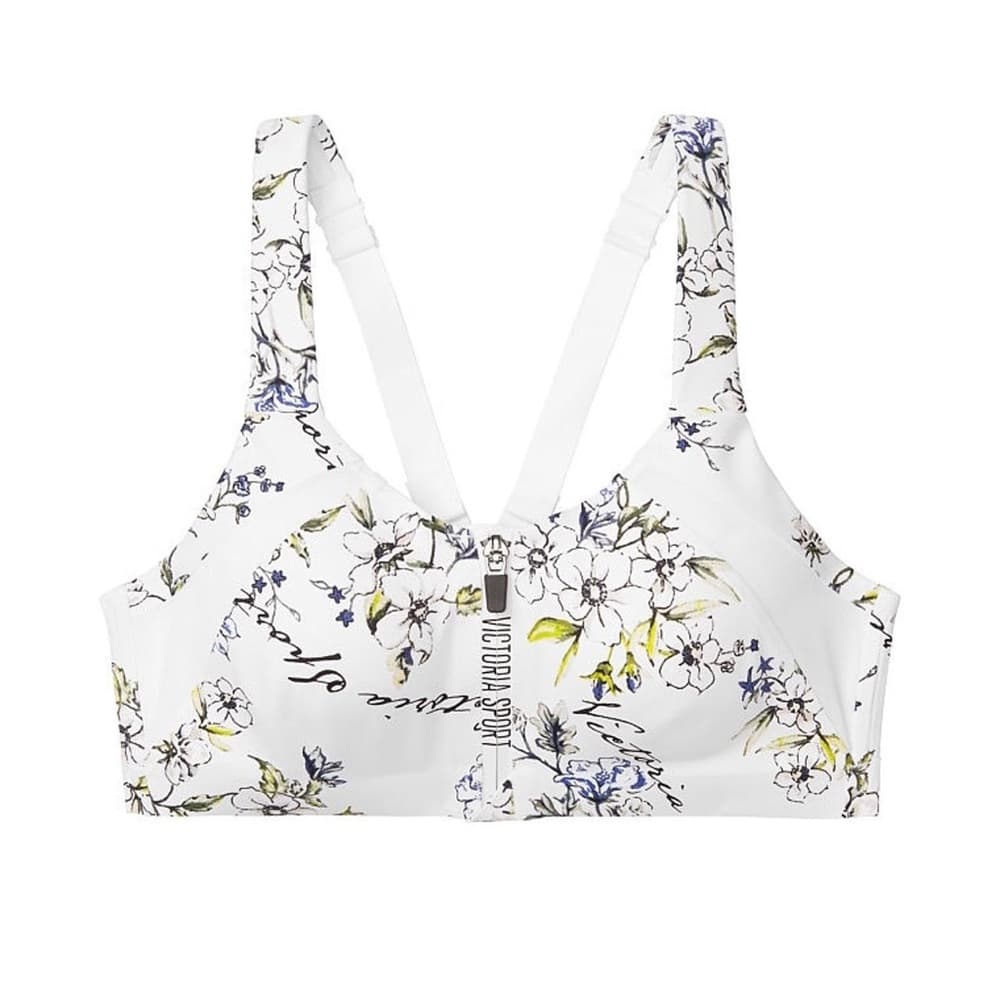 Victoria’s Secret Sport Incredible Knockout Zip Bra 34DDD White Floral Print - Thumbnail 16