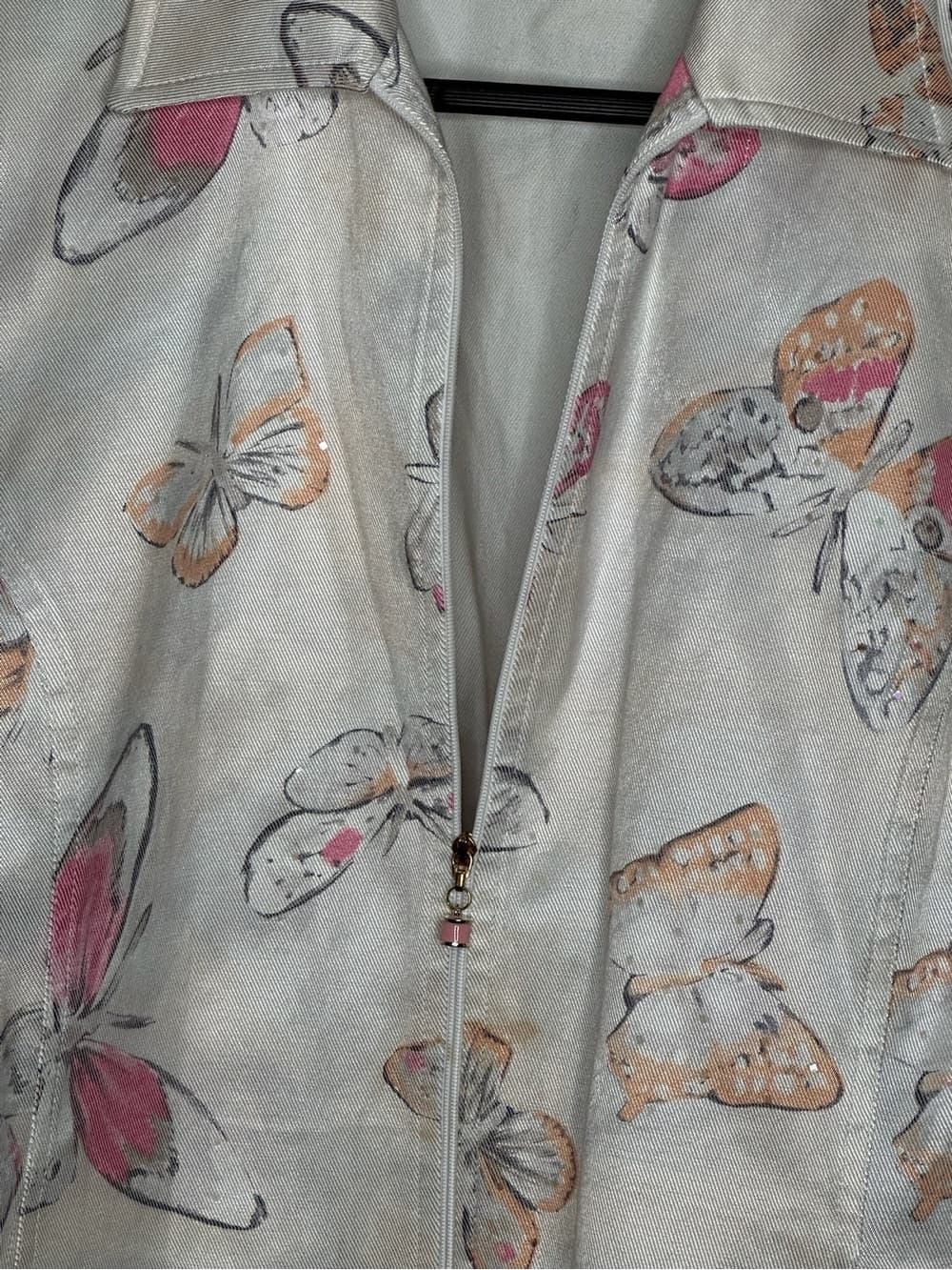 St. John Sport Vintage Butterfly Print Zip Front Jacket Luxury Designer Small - Thumbnail 2