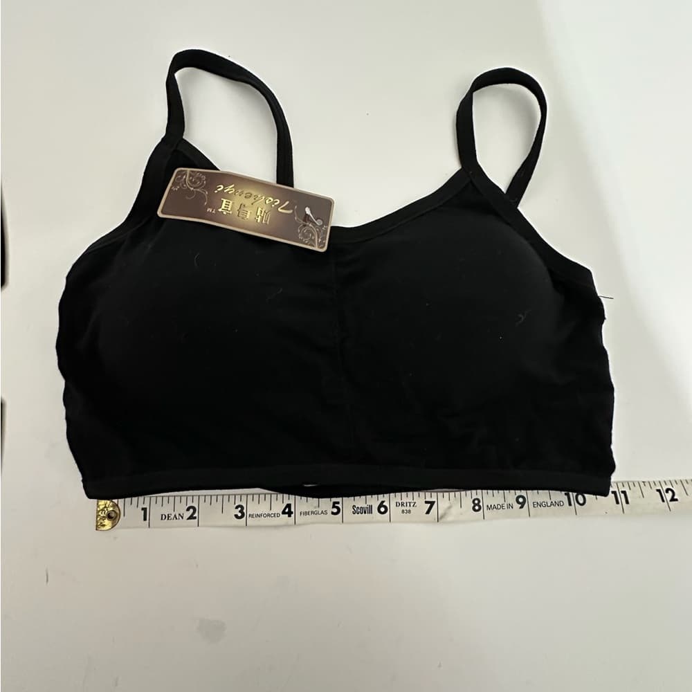 Black Cage Back Strappy Bralette Sports Bra / Crop Top Best Fits XXS/XS - Thumbnail 7