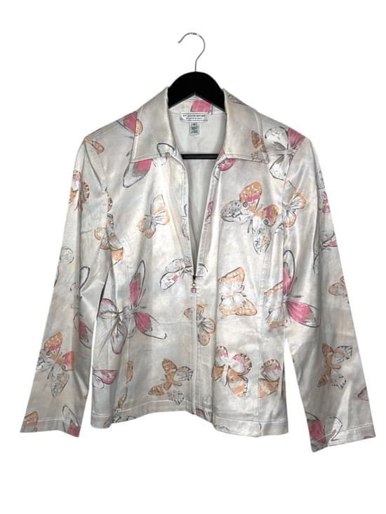 St. John Sport Vintage Butterfly Print Zip Front Jacket Luxury Designer Small - Thumbnail 13