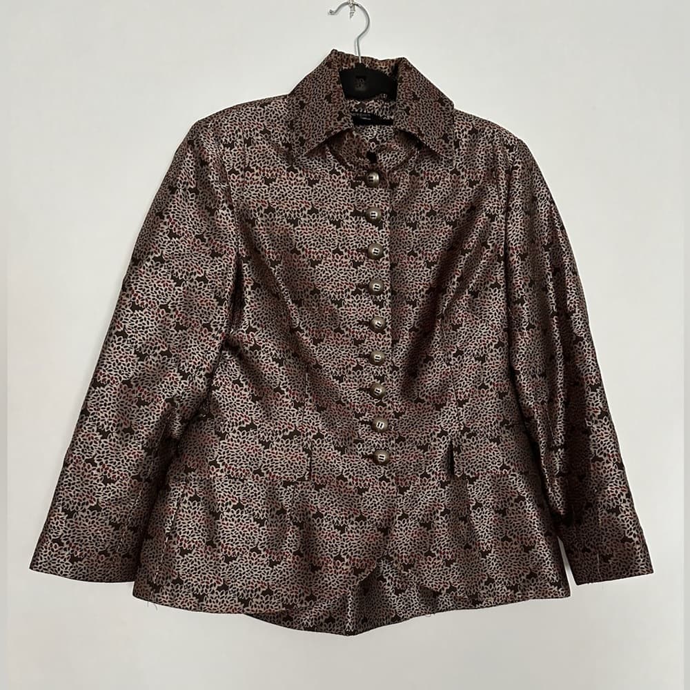 ETCETERA Metallic Printed Button Front Blazer Jacket Size 12 - Thumbnail 2