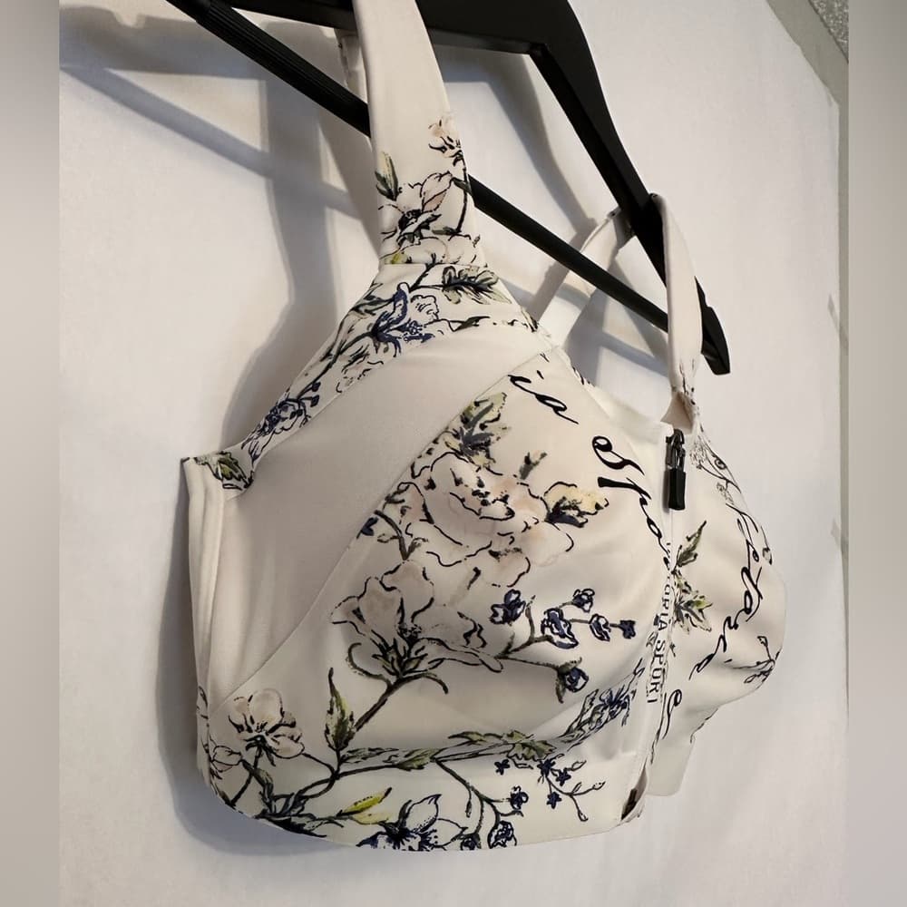 Victoria’s Secret Sport Incredible Knockout Zip Bra 34DDD White Floral Print - Thumbnail 4