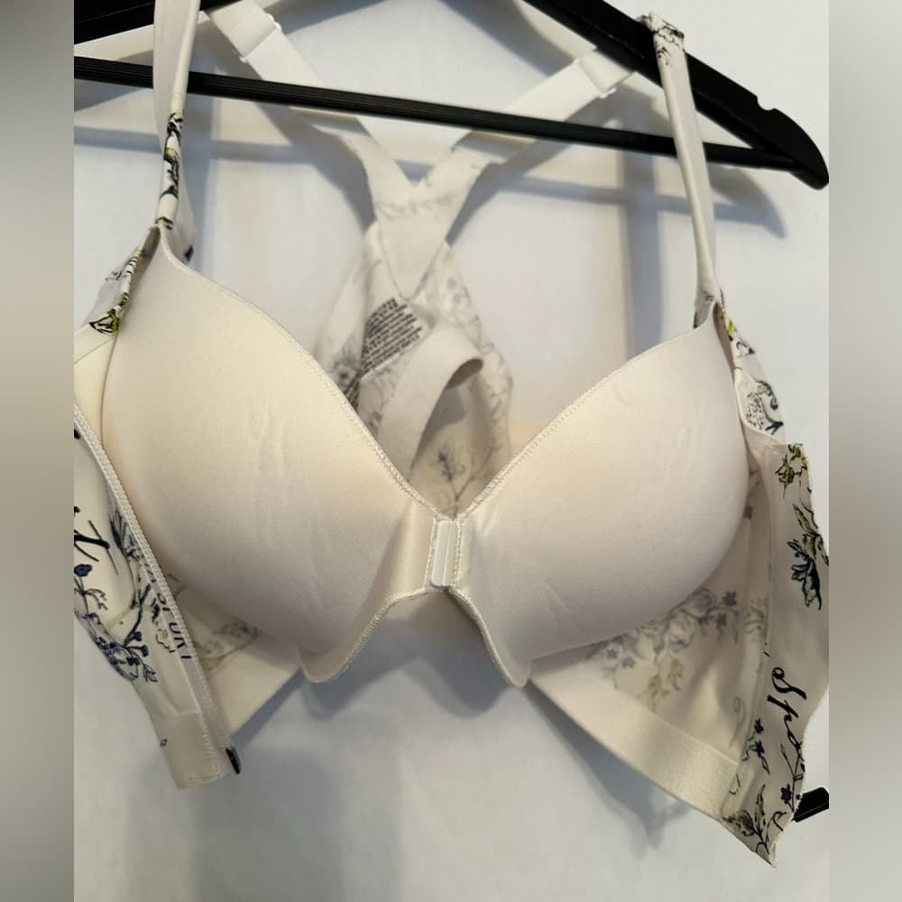 Victoria’s Secret Sport Incredible Knockout Zip Bra 34DDD White Floral Print - Thumbnail 2