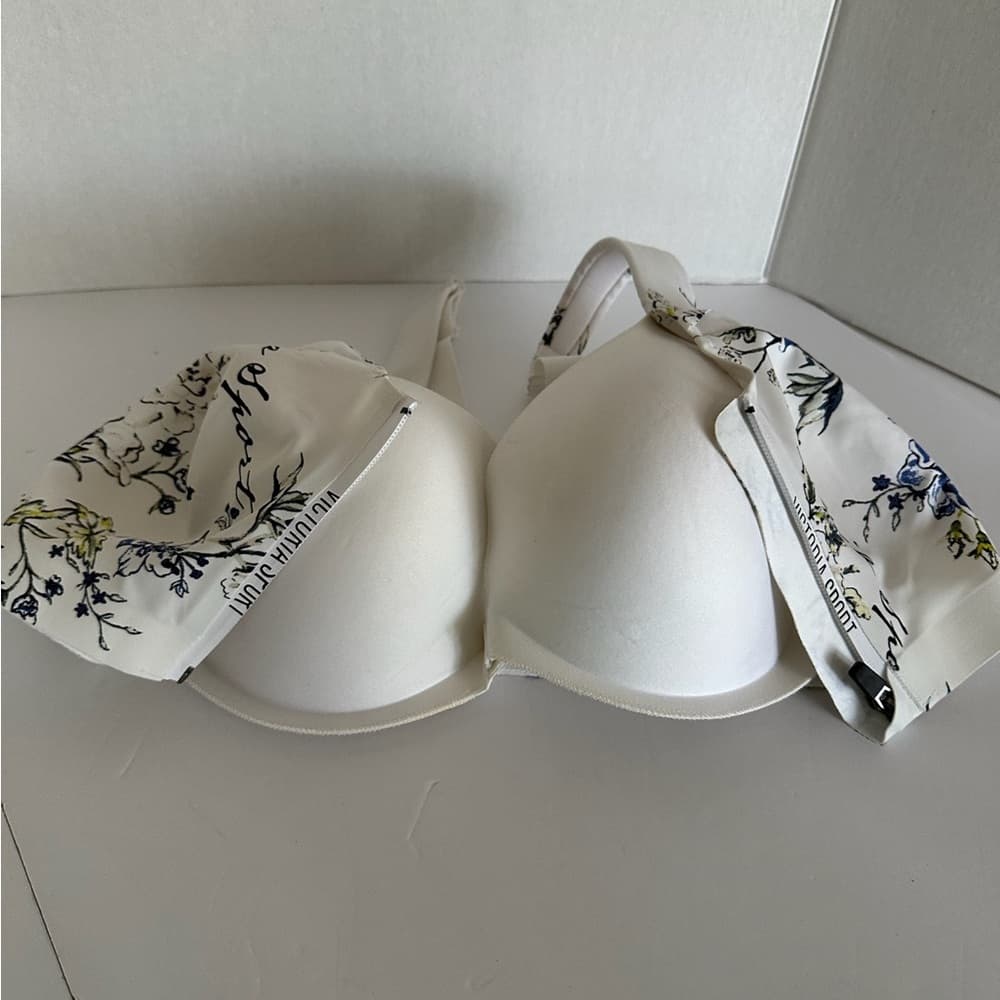 Victoria’s Secret Sport Incredible Knockout Zip Bra 34DDD White Floral Print - Thumbnail 13