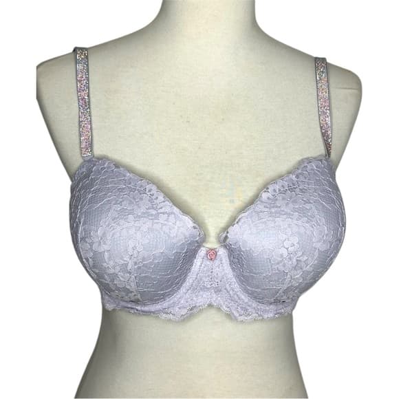 Victoria’s Secret Twinkle Lace Lightly Lined Demi Bra Rhinestone Strap Size 36DD - Thumbnail 16