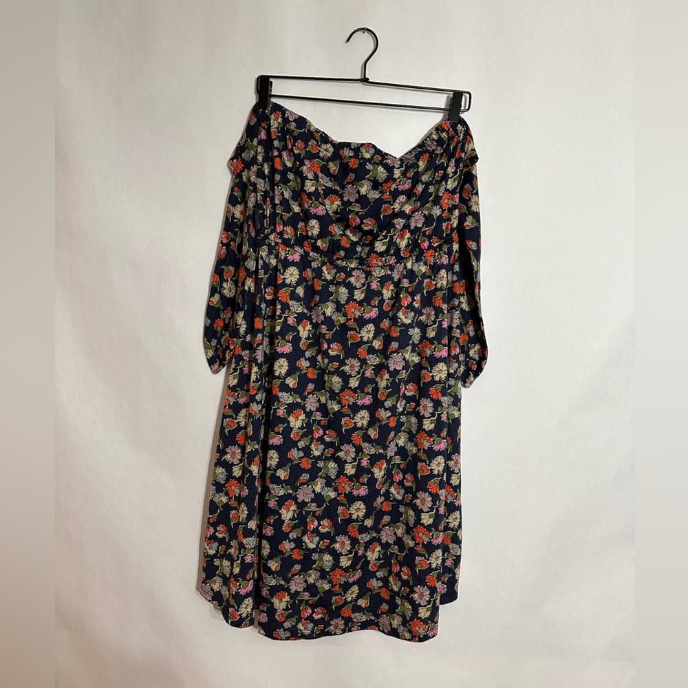 Xhilaration Ruffle Strapless Floral Midi Dress with Bow Detail Size Large - Thumbnail 6