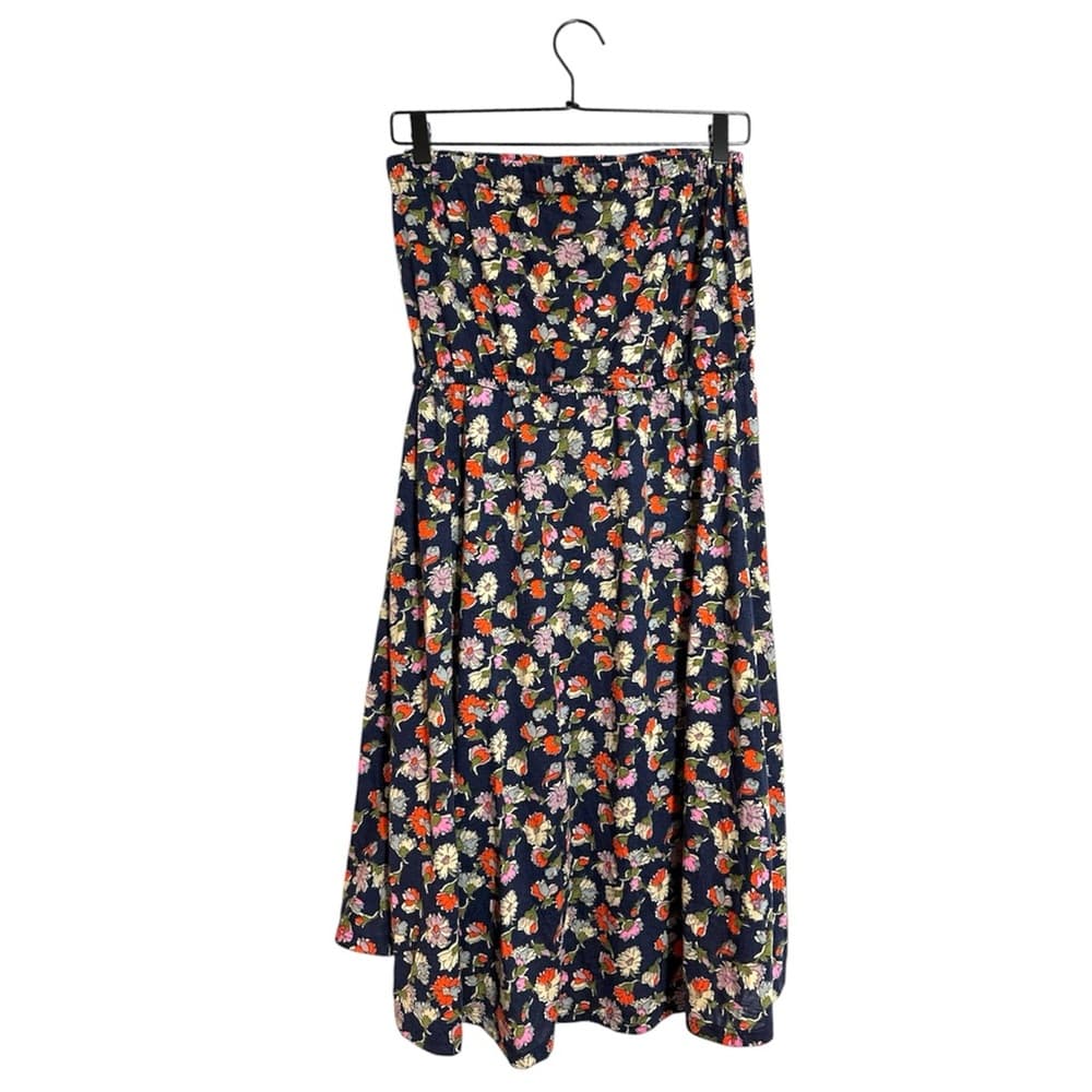 Xhilaration Ruffle Strapless Floral Midi Dress with Bow Detail Size Large - Thumbnail 5