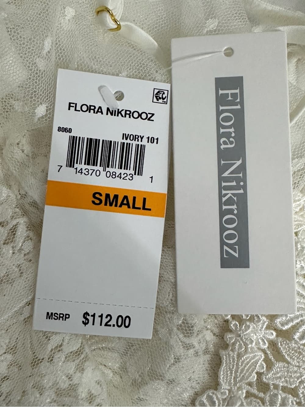 NWT Flora Nikrooz Ivory Lace Satin Chemise Nightgown Slip Dress Small Coquette - Thumbnail 7