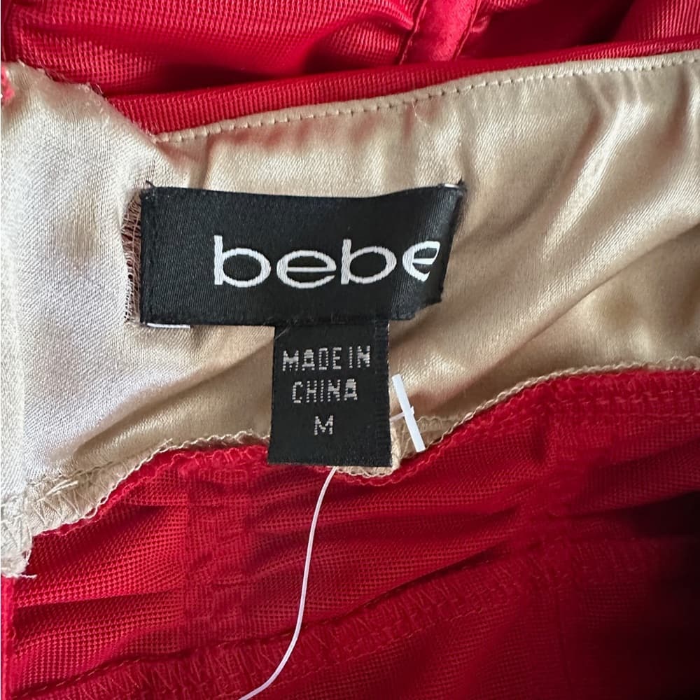 Bebe Red Ruched Strapless Bodycon Y2K Cocktail Party Dress Size Medium - Thumbnail 4