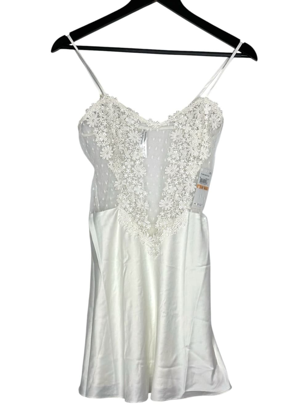 NWT Flora Nikrooz Ivory Lace Satin Chemise Nightgown Slip Dress Small Coquette - Thumbnail 12