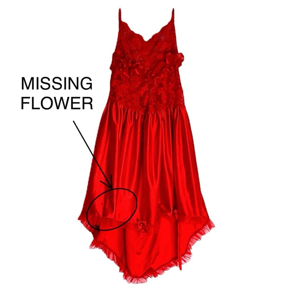 Vintage Red Lace & Satin Babydoll Slip Dress Lingerie | Vamp Glamour Valentines - Thumbnail 11