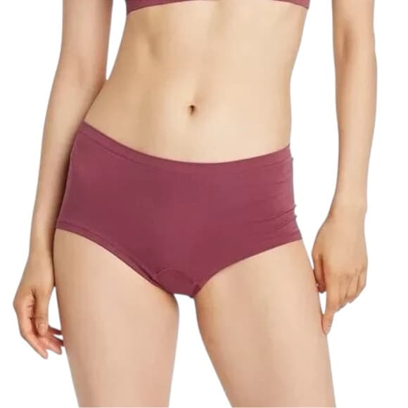 NWT Auden Seamless Boyshort Underwear Medium 8-10 “Red” Wine Burgundy Color - Thumbnail 9