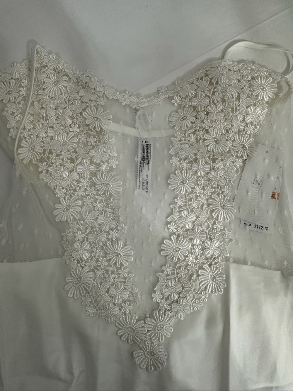 NWT Flora Nikrooz Ivory Lace Satin Chemise Nightgown Slip Dress Small Coquette - Thumbnail 10