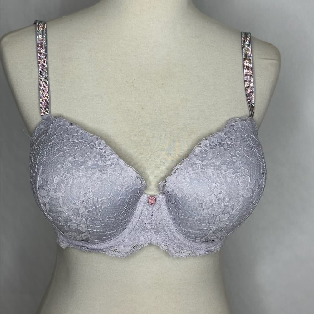 Victoria’s Secret Twinkle Lace Lightly Lined Demi Bra Rhinestone Strap Size 36DD - Thumbnail 11