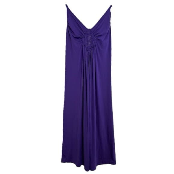 Amoureuse Purple Crochet Detail Nightgown Dress Size Medium Vintage Lounge - Thumbnail 7