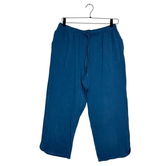On Gossamer Blue Drawstring Crop Capri Pajama Lounge Pants Size Large Casual - Thumbnail 14