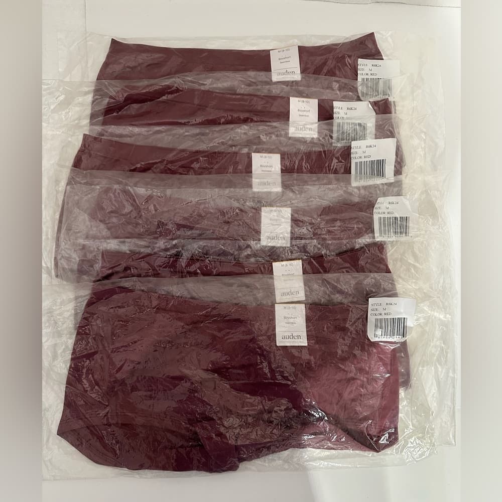 NWT Set of 6 Auden Seamless Boyshort Underwear Medium 8-10 “Red” Wine Color Gift - Thumbnail 9