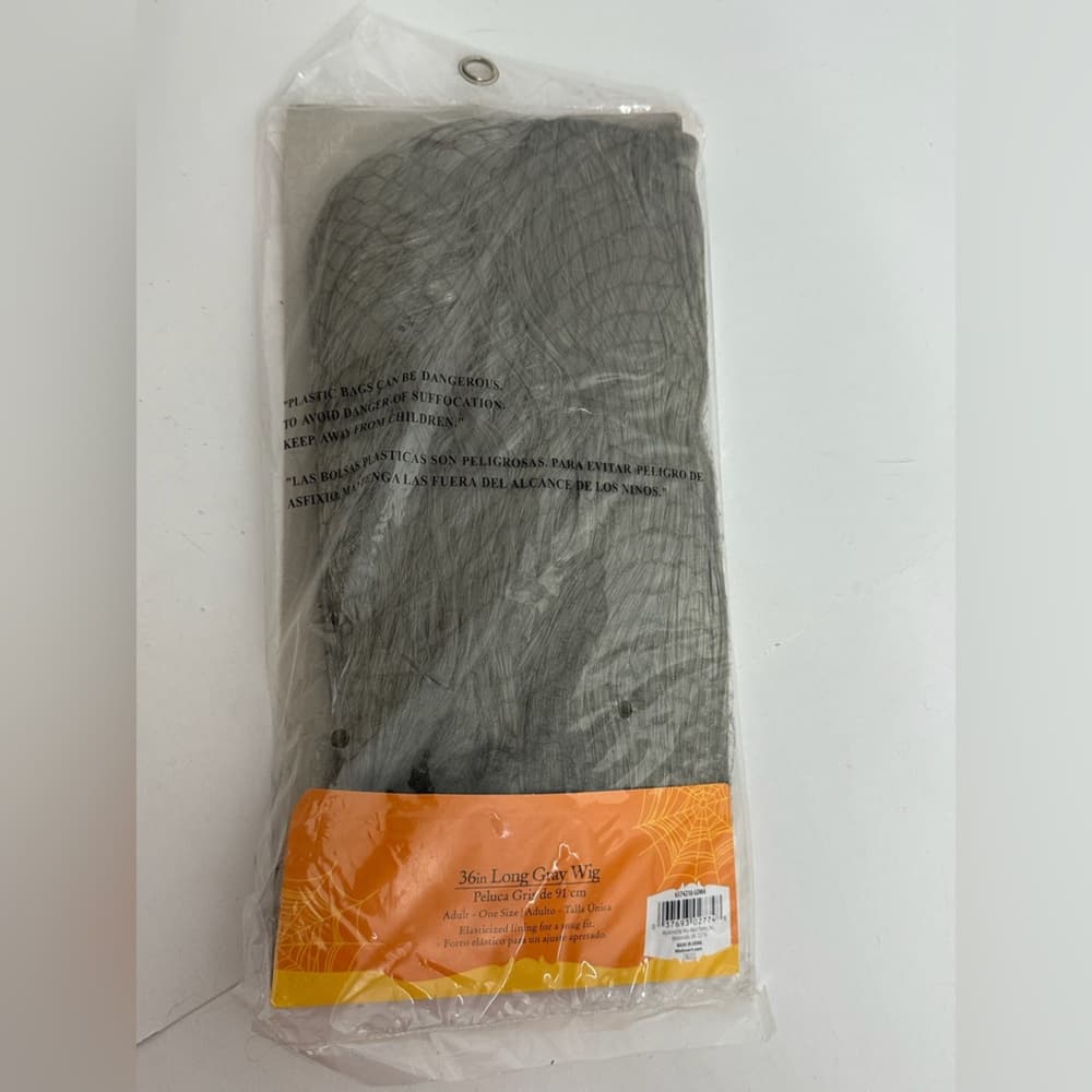 NEW 36in Long Gray Wig Silver Witch Costume Hair Adult One Size Cosplay Dress Up - Thumbnail 2